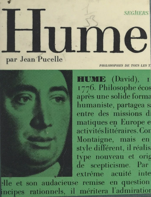 Hume ou l'ambiguïté - Jean Pucelle - (Seghers) réédition numérique FeniXX