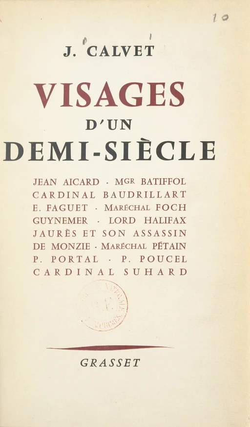 Visages d'un demi-siècle - Jean Calvet - (Grasset) réédition numérique FeniXX