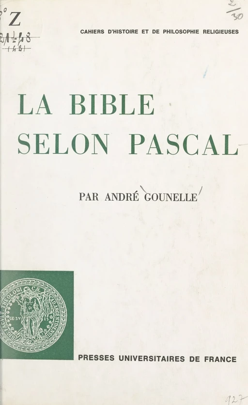 La Bible selon Pascal - André Gounelle - (Presses universitaires de France) réédition numérique FeniXX