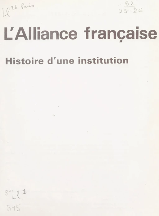 L'Alliance française - Maurice Bruézière - (Hachette) réédition numérique FeniXX