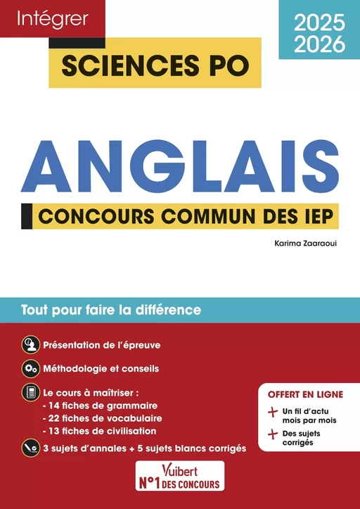 Sciences Po - Anglais - Concours commun des IEP 2025-2026 - Karima Zaaraoui - Vuibert