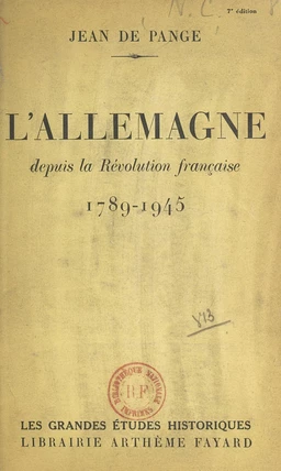 L'Allemagne depuis la Révolution française, 1789-1945