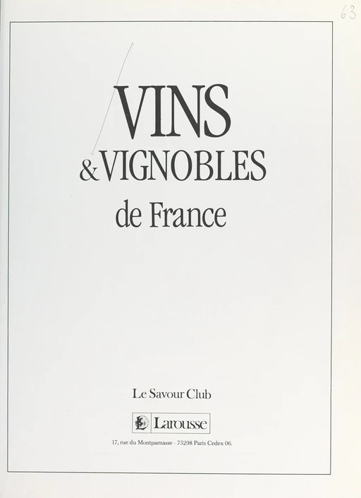 Vins et vignobles de France -  Collectif - (Larousse) réédition numérique FeniXX