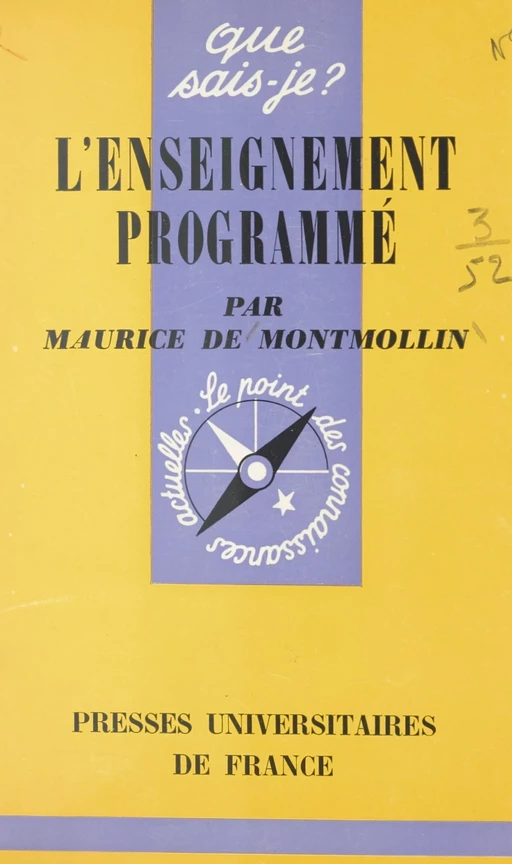 L'enseignement programmé - Maurice de Montmollin - (Presses universitaires de France) réédition numérique FeniXX