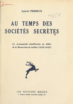 Au temps des sociétés secrètes