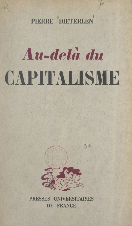 Au-delà du capitalisme - Pierre Dieterlen - (Presses universitaires de France) réédition numérique FeniXX