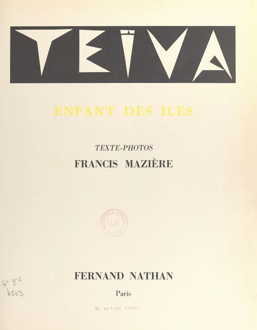 Teïva, enfant des îles - Francis Mazière - (Nathan) réédition numérique FeniXX