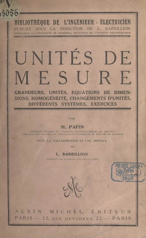 Unités de mesure - Maurice Denis-Papin - (Albin Michel) réédition numérique FeniXX