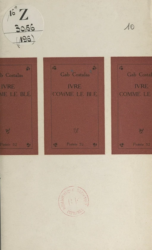 Ivre comme le blé - Gab Costalas - (Seghers) réédition numérique FeniXX