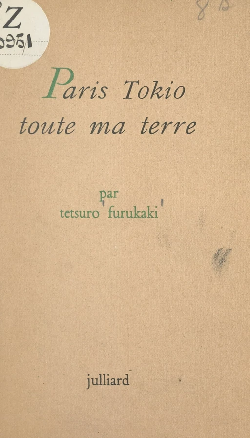 Paris-Tokio - Tetsuro Furukaki - (Julliard) réédition numérique FeniXX