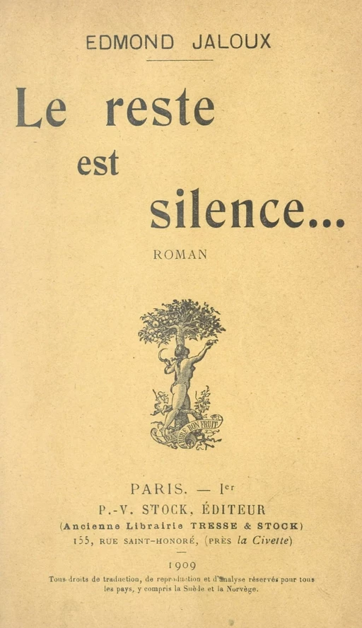 Le reste est silence... - Edmond Jaloux - (Stock) réédition numérique FeniXX