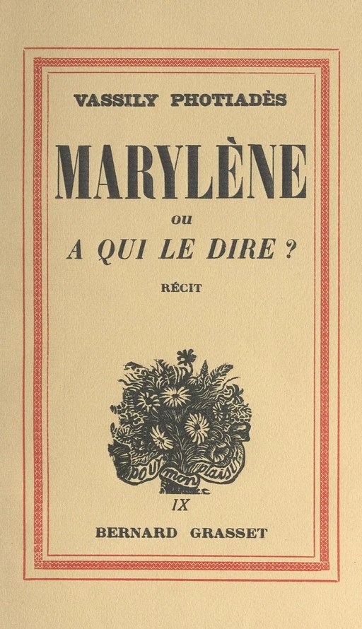 Marylène - Vassily Phothiadès - (Grasset) réédition numérique FeniXX