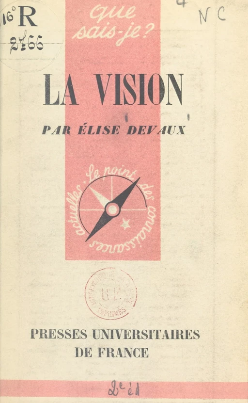 La vision - Élise Devaux - (Presses universitaires de France) réédition numérique FeniXX