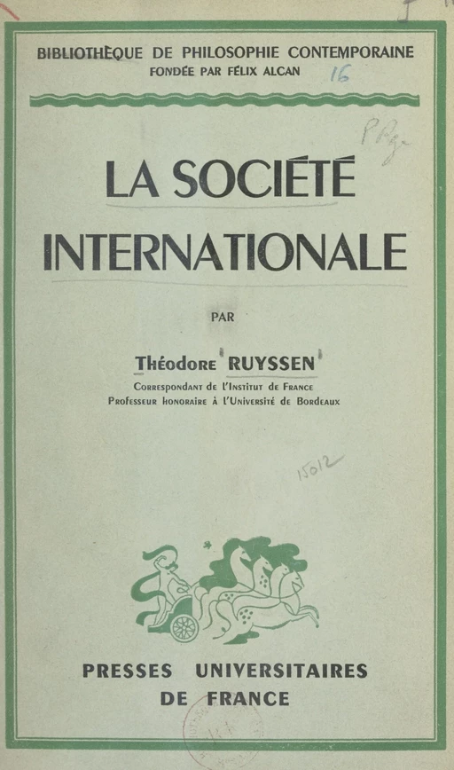 La société internationale - Théodore Ruyssen - (Presses universitaires de France) réédition numérique FeniXX