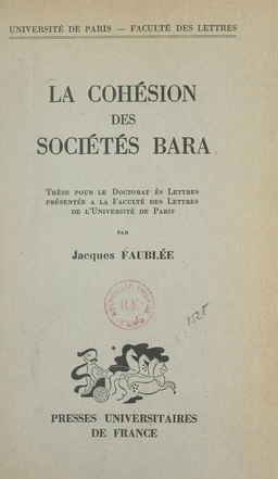 La cohésion des sociétés Bara