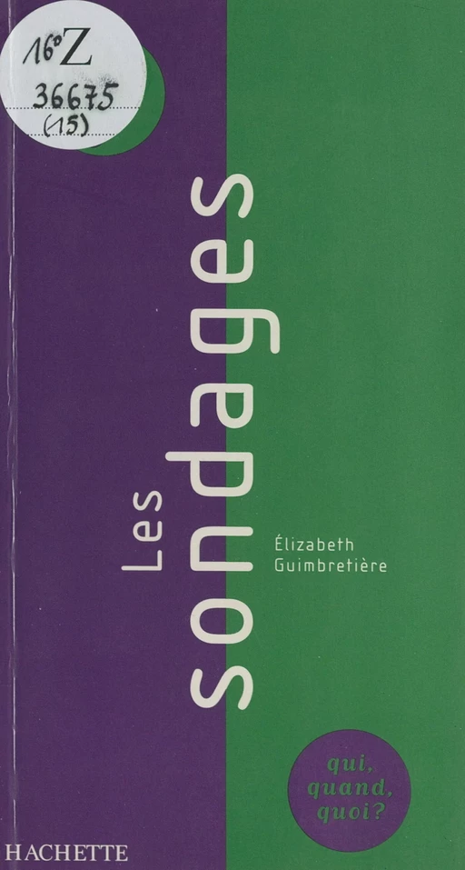 Les sondages - Élisabeth Guimbretière - (Hachette) réédition numérique FeniXX