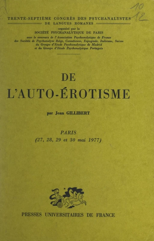 De l'auto-érotisme - Jean Gillibert - (Presses universitaires de France) réédition numérique FeniXX