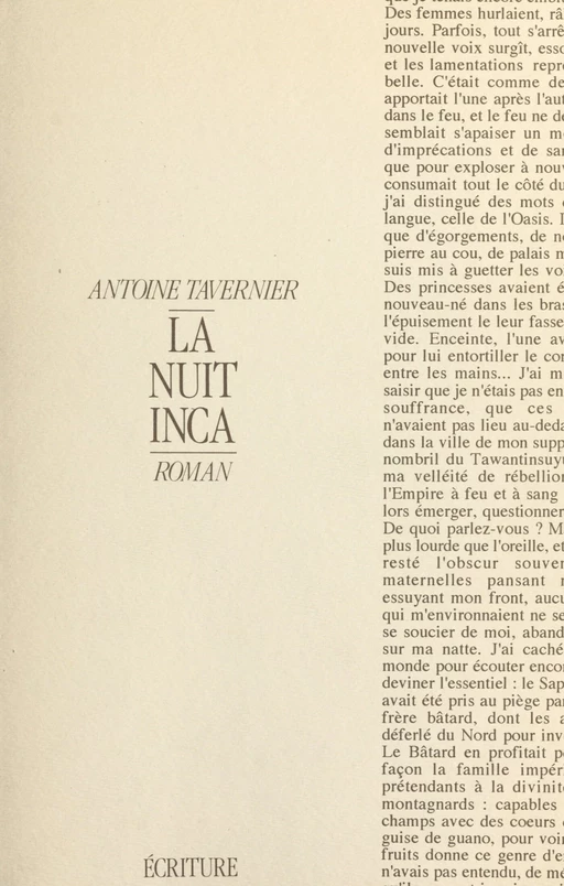 La nuit inca - Antoine Tavernier - (Écriture) réédition numérique FeniXX