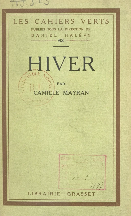 Hiver - Camille Mayran - (Grasset) réédition numérique FeniXX