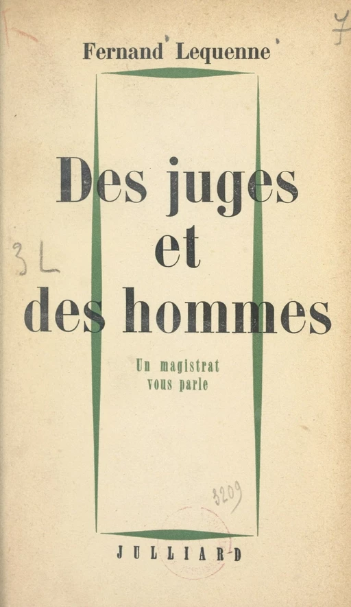 Des juges et des hommes - Fernand Lequenne - (Julliard) réédition numérique FeniXX