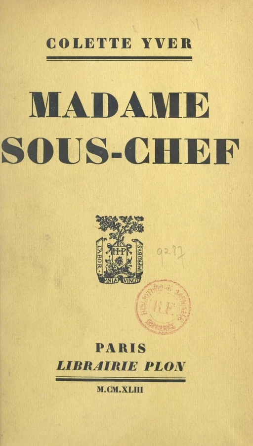 Madame sous-chef - Colette Yver - (Plon) réédition numérique FeniXX