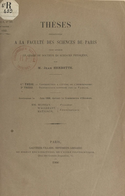 Contribution à l'étude de l'isomorphisme - Jean Herbette - (Dunod) réédition numérique FeniXX