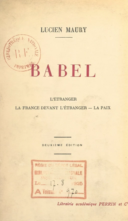 Babel - Lucien Maury - (Perrin) réédition numérique FeniXX