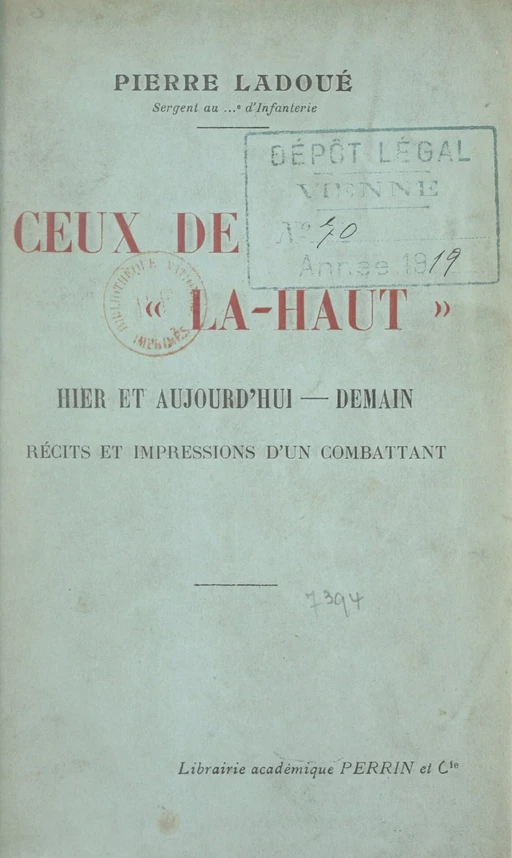 Ceux de là-haut - Pierre Ladoué - (Perrin) réédition numérique FeniXX