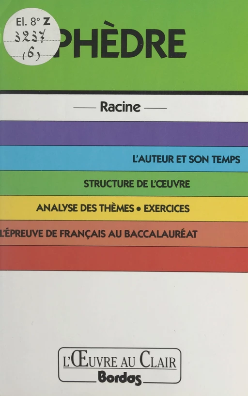 Phèdre, Racine - Christian Gambotti - (Bordas) réédition numérique FeniXX