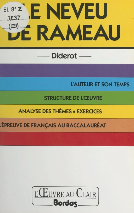 Le neveu de Rameau, Diderot - Jean-François Bianco - (Bordas) réédition numérique FeniXX