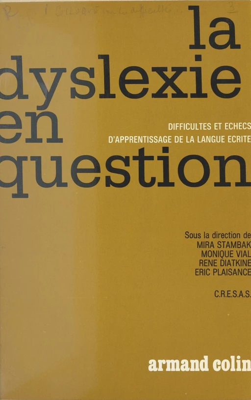 La dyslexie en question -  Collectif - Armand Colin (réédition numérique FeniXX)