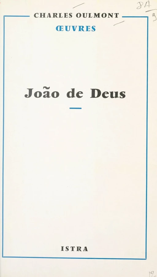 João de Deus - Charles Oulmont - Istra (réédition numérique FeniXX)