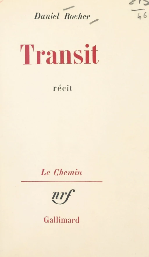 Transit - Daniel Rocher - (Gallimard) réédition numérique FeniXX