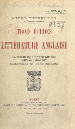 Trois études de littérature anglaise