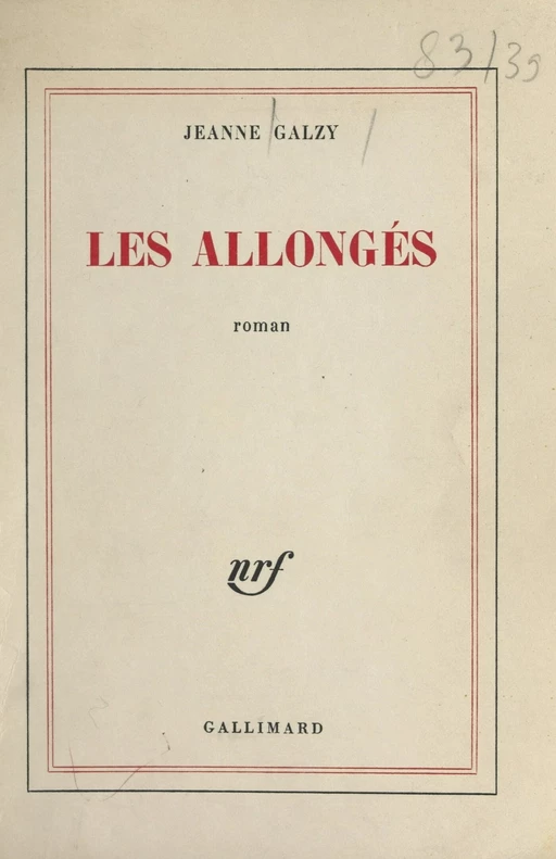 Les allongés - Jeanne Galzy - (Gallimard) réédition numérique FeniXX