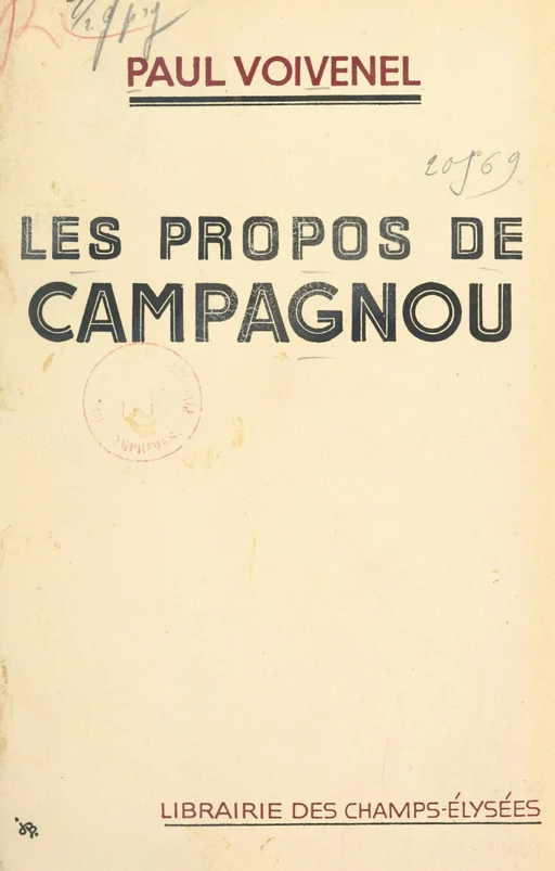 Les propos de Campagnou - Paul Voivenel - (Éditions Du Masque) réédition numérique FeniXX