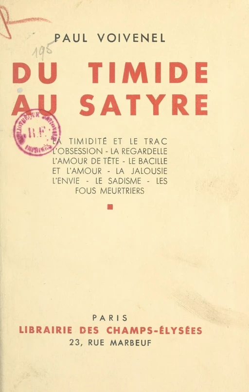 Du timide au satyre - Paul Voivenel - (Éditions Du Masque) réédition numérique FeniXX