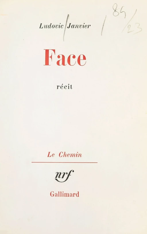 Face - Ludovic Janvier - (Gallimard) réédition numérique FeniXX