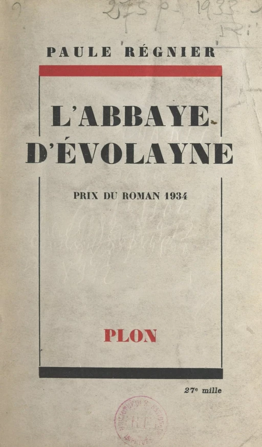 L'abbaye d'Évolayne - Paule Régnier - (Plon) réédition numérique FeniXX