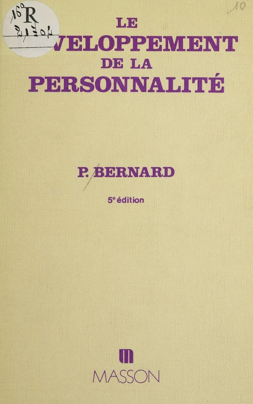 Le Développement de la personnalité - Paul Bernard - FeniXX réédition numérique