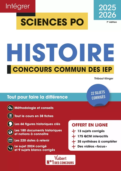 Sciences Po - Histoire - Concours commun des IEP 2025-2026 + 12 vidéos Focus - Thibaut Klinger - Vuibert