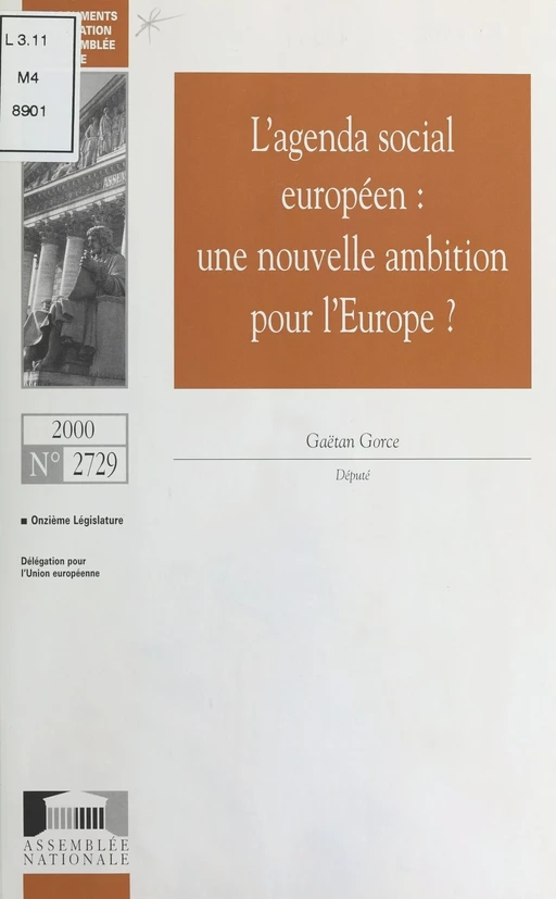 L'Agenda social européen : Une nouvelle ambition pour l'Europe -  Secrétariat général de l'Assemblée nationale - FeniXX réédition numérique