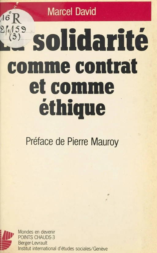 La Solidarité comme contrat et comme éthique - Marcel David - FeniXX réédition numérique