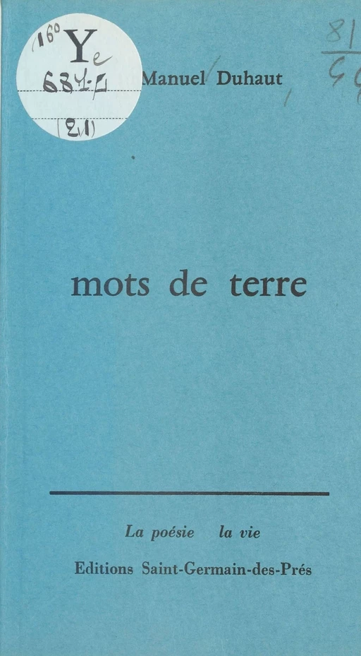 Mots de terre - Jean-Manuel Duhaut - FeniXX réédition numérique