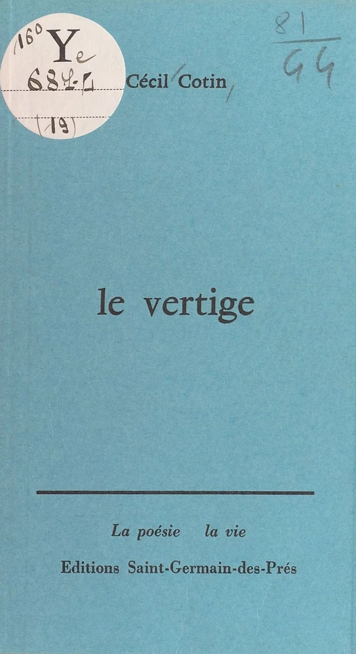 Le Vertige - Cécil Cotin - FeniXX réédition numérique