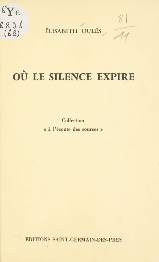 Où le silence expire - Elisabeth Oules - FeniXX réédition numérique