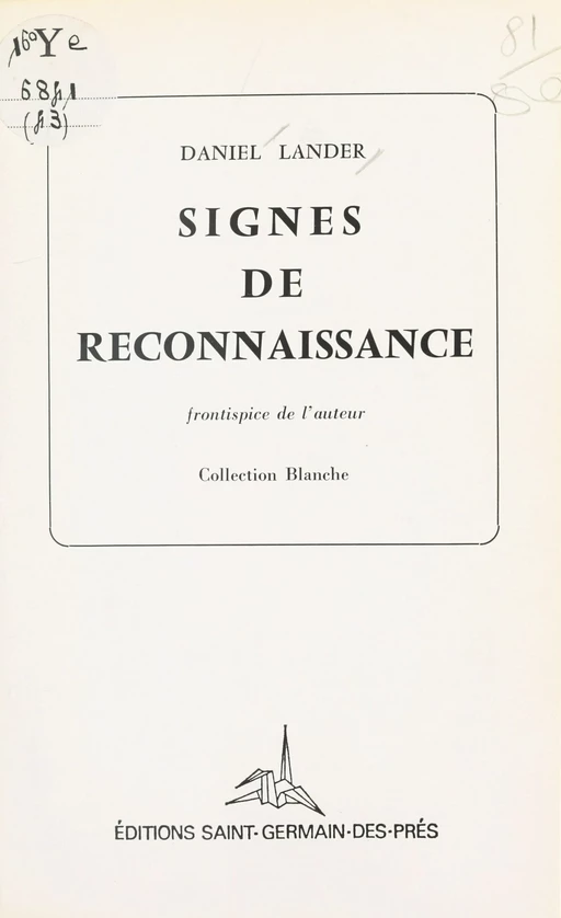 Signes de reconnaissance - Daniel Lander - FeniXX réédition numérique