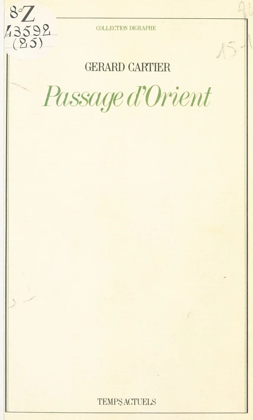 Passage d'Orient - Gérard Cartier - FeniXX réédition numérique