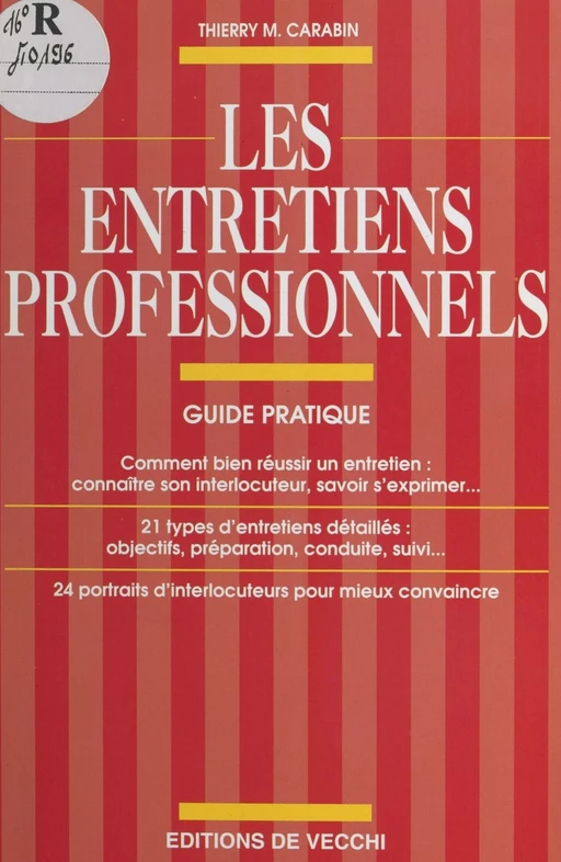 Les Entretiens professionnels : guide pratique - Thierry M. Carabin - FeniXX réédition numérique