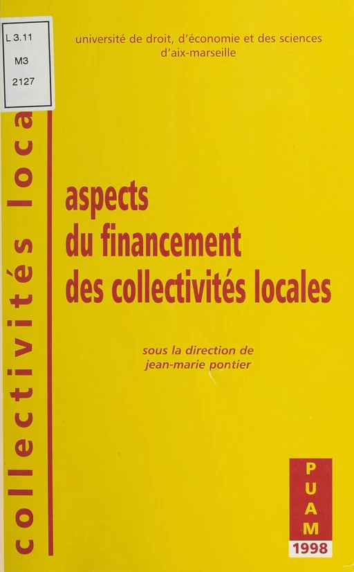 Aspects du financement des collectivités locales -  - FeniXX réédition numérique